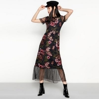 Debenhams  Vila - Black Floral Sequin and Mesh Viragna Maxi Dress