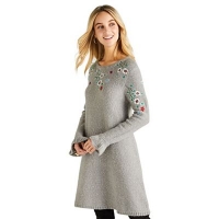 Debenhams  Yumi - Dark grey floral knitted Arneta tunic dress