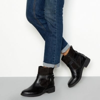 Debenhams  Good for the Sole - Black faux leather Grey wide fit flat 
