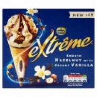 Asda Extreme 4 Smooth Hazelnut with Creamy Vanilla Ice Cream Cones