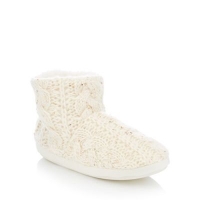 Debenhams  Lounge & Sleep - Cream sequin cable knit slipper boots
