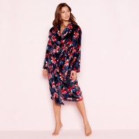Debenhams  Lounge & Sleep - Navy floral print fleece long sleeve dressi
