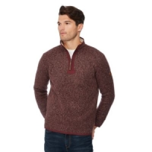 Mantaray - Wine red honeycomb knit zip neck sweatshirt