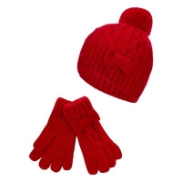 Debenhams  J by Jasper Conran - Girls Red Cable Knit Beanie Hat and Gl