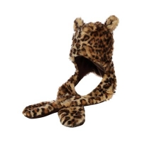 Debenhams  bluezoo - Kids brown leopard print faux fur hat scarf