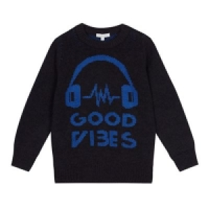 bluezoo - Boys dark grey Good Vibes knit jumper