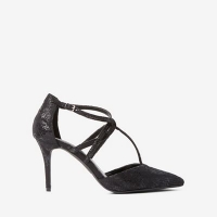 Debenhams  Dorothy Perkins - Black snake gloss court shoes