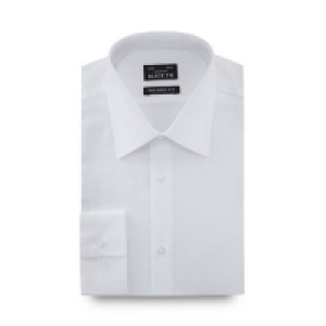 Debenhams  Black Tie - White jacquard long sleeve slim fit shirt