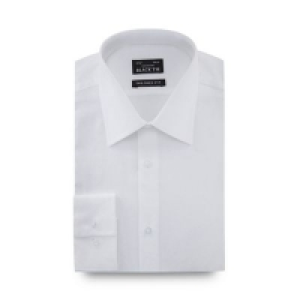 Black Tie - White jacquard long sleeve slim fit shirt