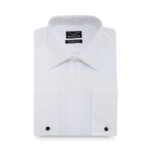Black Tie - Big and tall white narrow pleat long sleeve tail