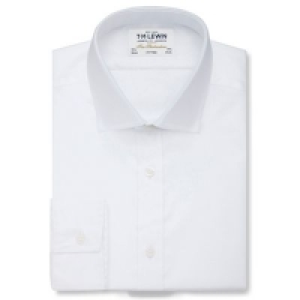 T.M.Lewin - White twill fitted button cuff regular sleeve le