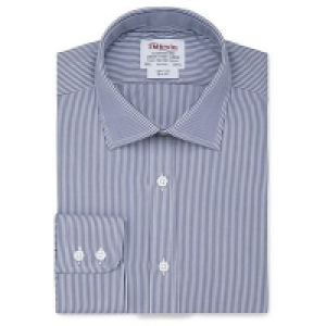 T.M.Lewin - Slim fit navy Bengal stripe regular sleeve lengt