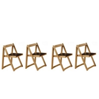 Debenhams  Debenhams - Set of 4 oak effect Stowaway chairs