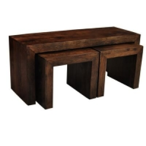 Debenhams  Debenhams - Mango wood nest of 3 coffee tables