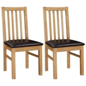 Debenhams - Pair of oak Fenton chairs with brown seat pads
