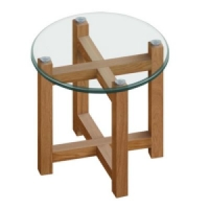 Debenhams  Debenhams - Oak and glass Tokyo side table