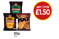 Budgens  Walkers Max Strong Jalapeno & Cheese, Wasabi, Flame Grilled 