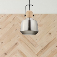 tofs  Ceiling Pendant, Satin Silver, Wood Finish
