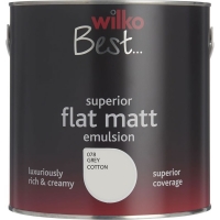 Wilko  Wilko Best Grey Cotton Flat Matt Emulsion Paint 2.5L