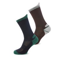 Aldi  Work Socks 2 Pack Green/Brown