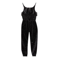 Debenhams  bluezoo - Girls black velvet glitter jumpsuit
