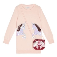 Debenhams  bluezoo - Girls pink sequinned unicorn tunic with a bag