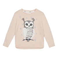 Debenhams  Mantaray - Girls light pink knitted owl jumper