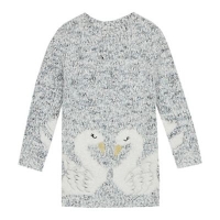 Debenhams  bluezoo - Girls Light Grey Swan Embroidered Tunic Jumper