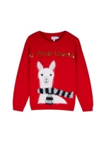 Debenhams  Outfit KIDS - Girls red eyelash knitted llama jumper