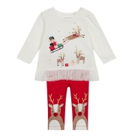 Debenhams  bluezoo - Baby girls reindeer applique top and leggings set