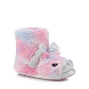 bluezoo - Girls multi-coloured faux fur unicorn bootie slip