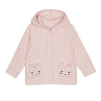 Debenhams  bluezoo - Girls pink knit mouse pocket cardigan