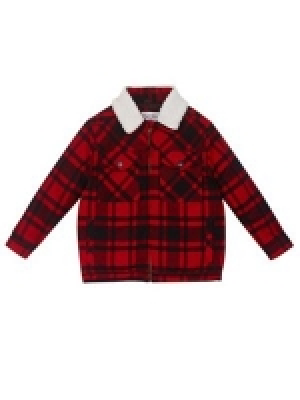 Outfit Kids - Boys red checked borg jacket