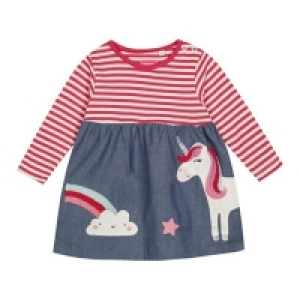 bluezoo - Baby girls pink unicorn applique dress