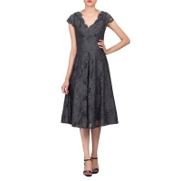 Debenhams  Jolie Moi - Dark grey cap sleeves fit & flare lace dress