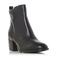 Debenhams  Dune - Black leather Penndra mid block heel ankle boots