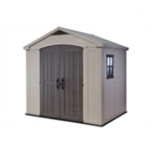 Homebase Keter Keter Factor Outdoor Garden Storage Shed, 8x6ft - Beige/Brow