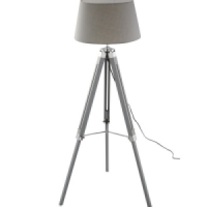 Retro Grey Wooden Tripod Floor Lamp