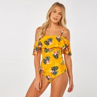 Debenhams  Dorothy Perkins - Beach ochre floral print cold shoulder swi