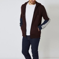 Debenhams  Burton - Burgundy colour block zip through hoodie