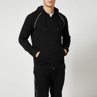 Debenhams  Burton - Black piped zip through hoodie