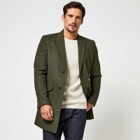 Debenhams  Burton - Khaki faux wool chesterfield overcoat