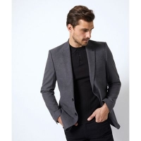 Debenhams  Burton - Charcoal slim fit faux wool stretch blazer