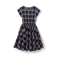 Debenhams  Lands End - Blue girls party dress in printed cotton satee