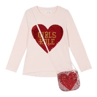Debenhams  bluezoo - Girls pink Girls rule sequinned top with a bag