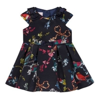 Debenhams  Baker by Ted Baker - Baby Girls Navy Floral Bird Print Dres