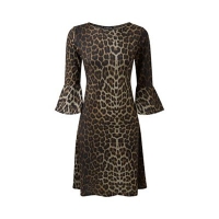 Debenhams  Grace - Leopard print midi dress with frill cuff