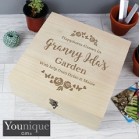 HomeBargains  Personalised Floral Wooden Keepsake Box