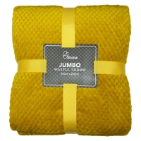 QDStores  Soft Cosy Waffle Throw (200cm x 200cm) - Yellow