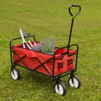 QDStores  Growing Patch Red Folding Cart 80kg Load Capacity